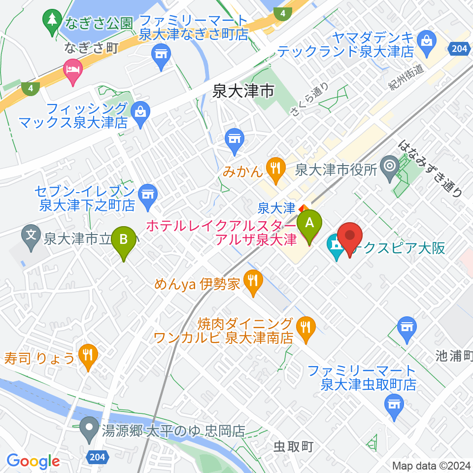 テクスピア大阪周辺のホテル一覧地図