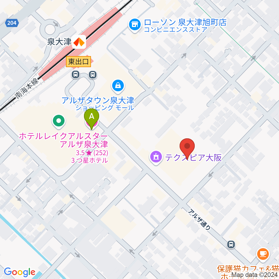 テクスピア大阪周辺のホテル一覧地図