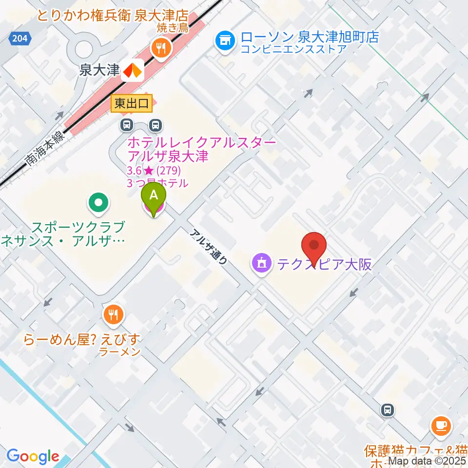 テクスピア大阪周辺のホテル一覧地図