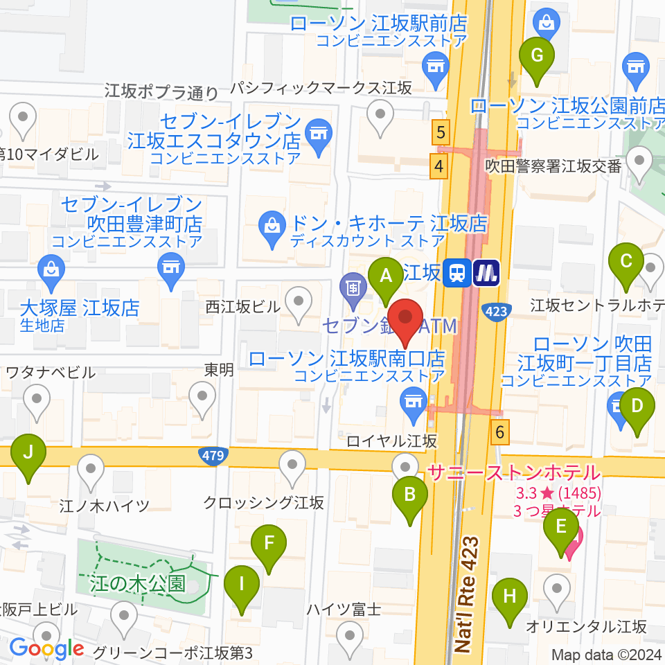 江坂GARO周辺のホテル一覧地図
