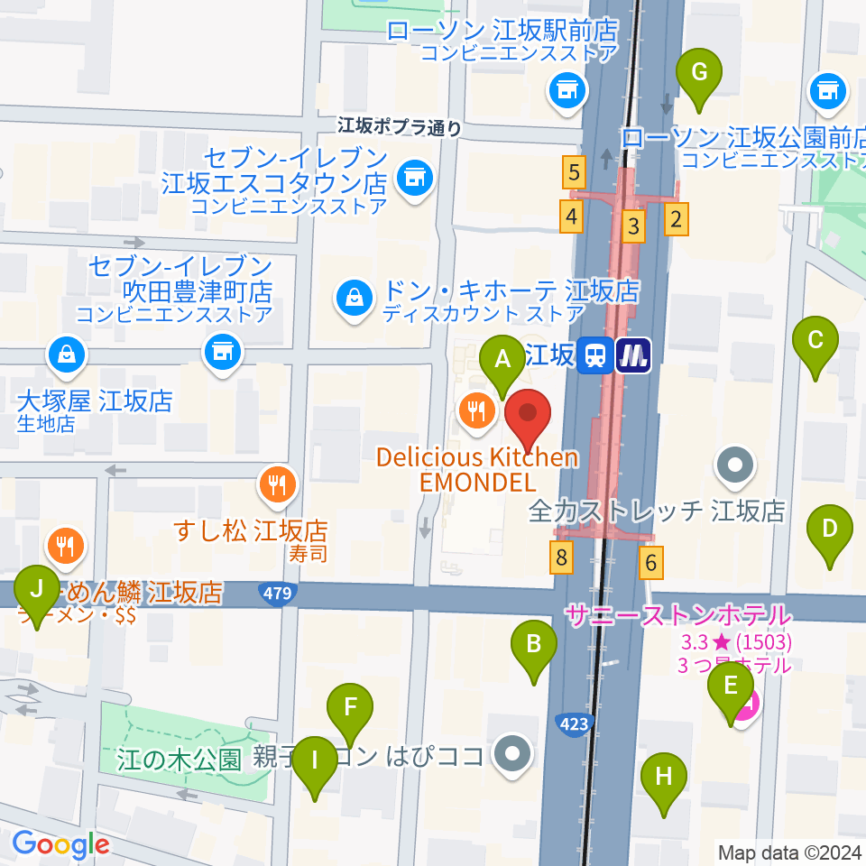 江坂GARO周辺のホテル一覧地図