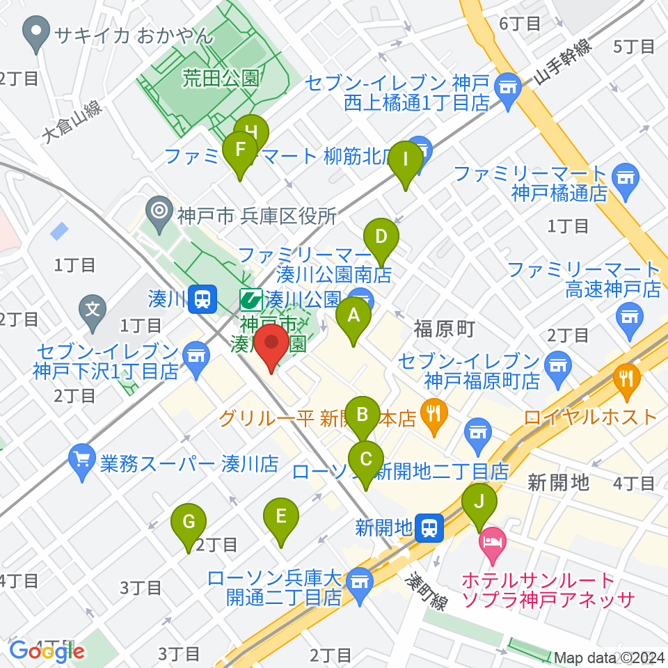 神戸湊川Cafe sun周辺のホテル一覧地図