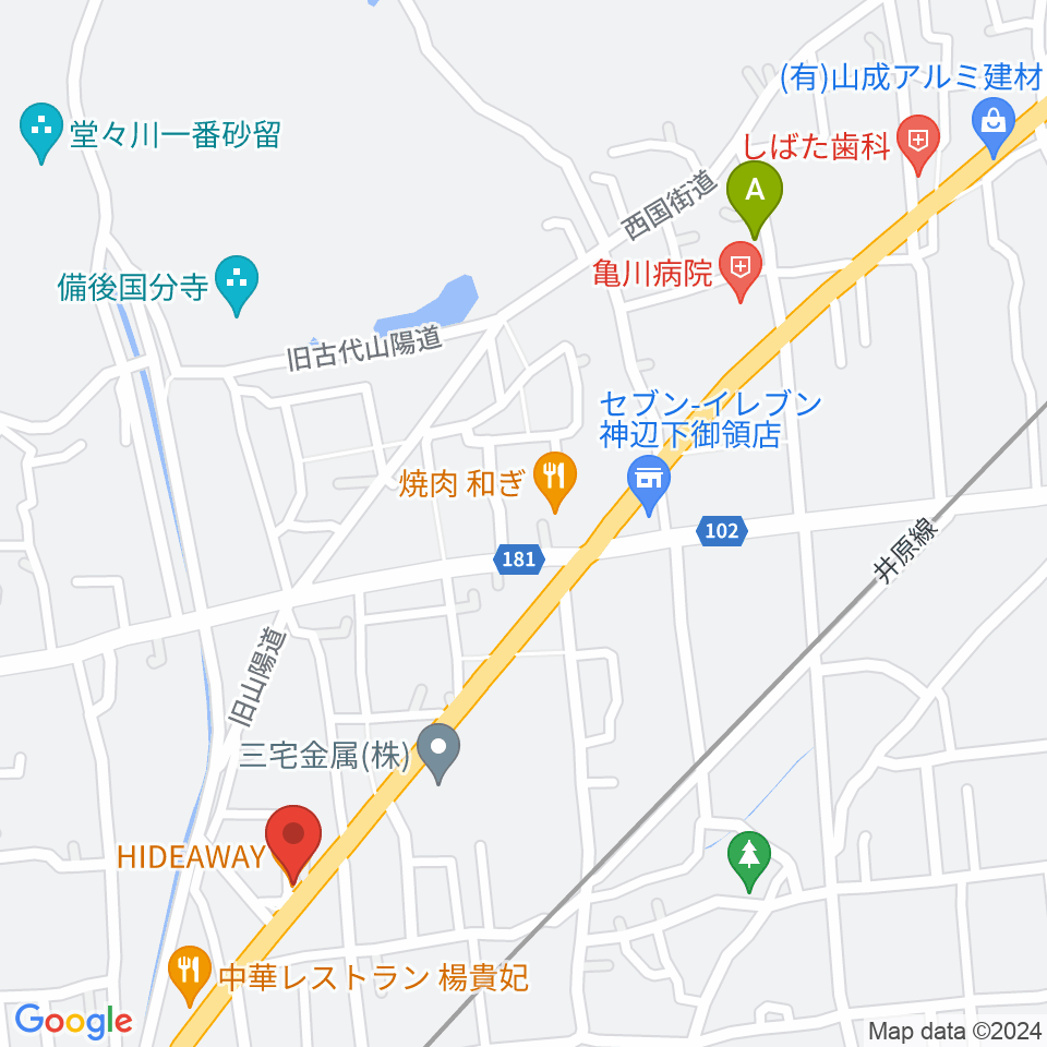 福山ハイダウェイ周辺のホテル一覧地図