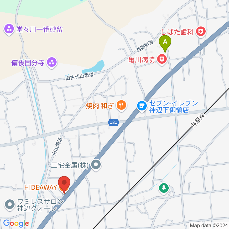 福山ハイダウェイ周辺のホテル一覧地図