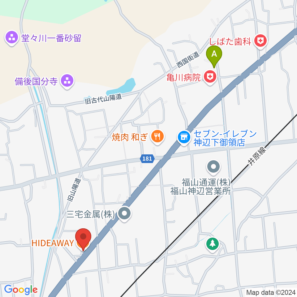 福山ハイダウェイ周辺のホテル一覧地図