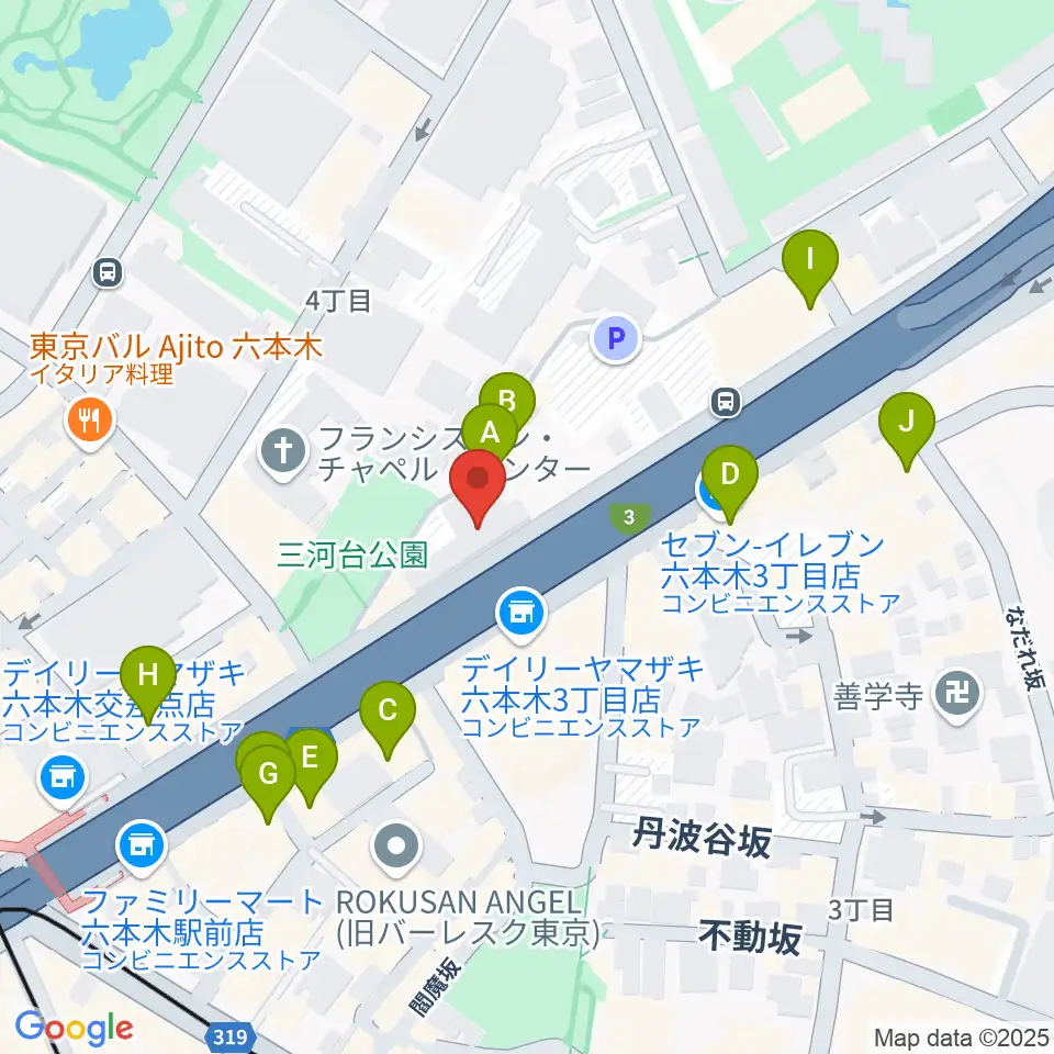 六本木ケントス周辺のホテル一覧地図