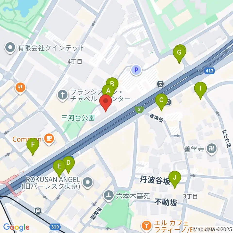 六本木ケントス周辺のホテル一覧地図
