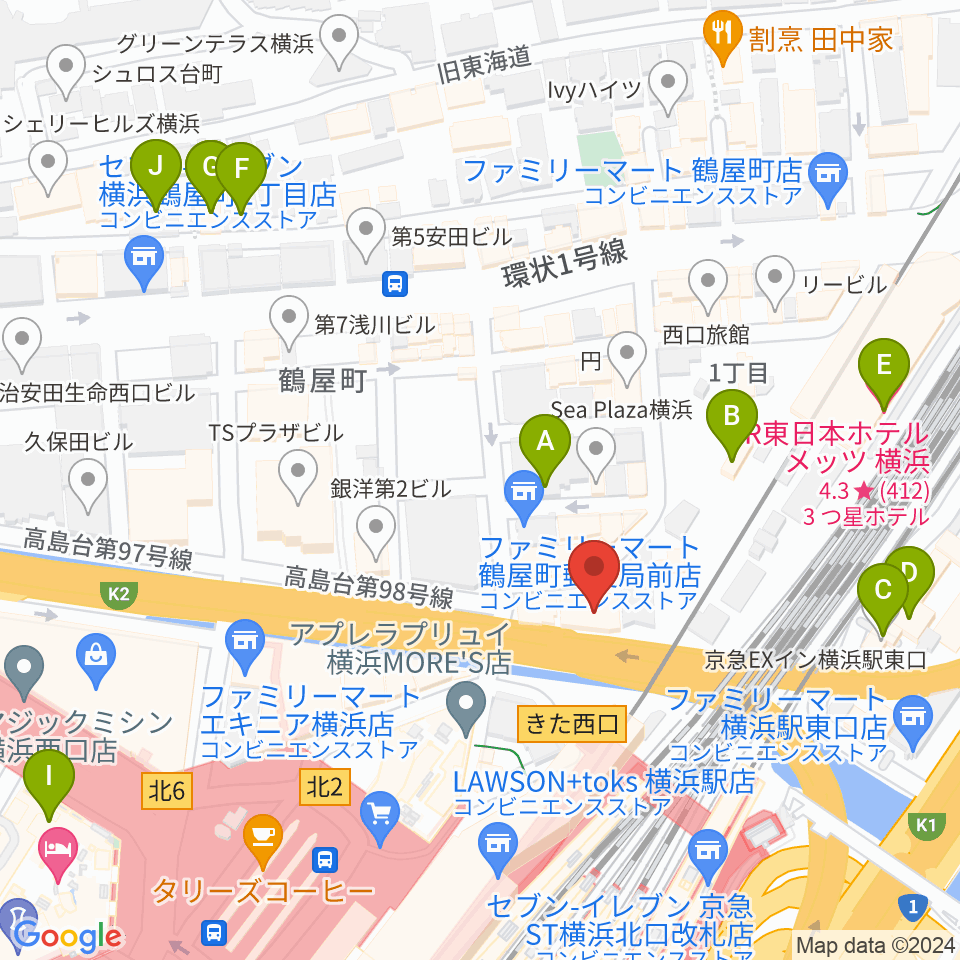 横浜ケントス周辺のホテル一覧地図