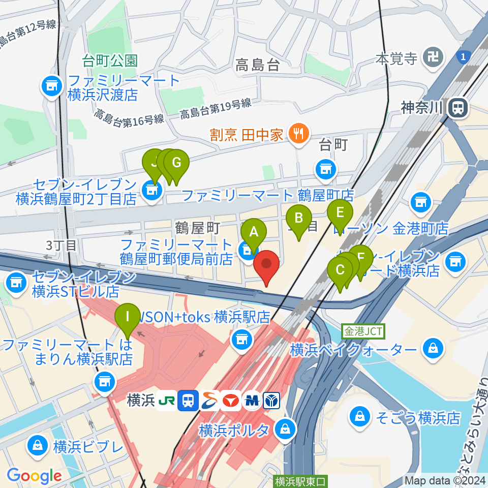 横浜ケントス周辺のホテル一覧地図