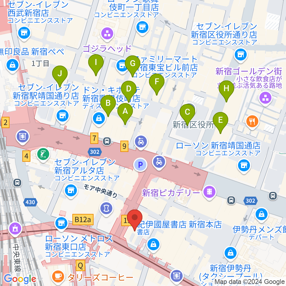 新宿ケントス周辺のホテル一覧地図