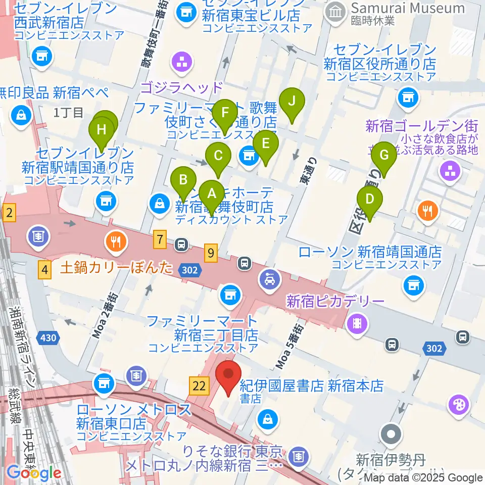 新宿ケントス周辺のホテル一覧地図
