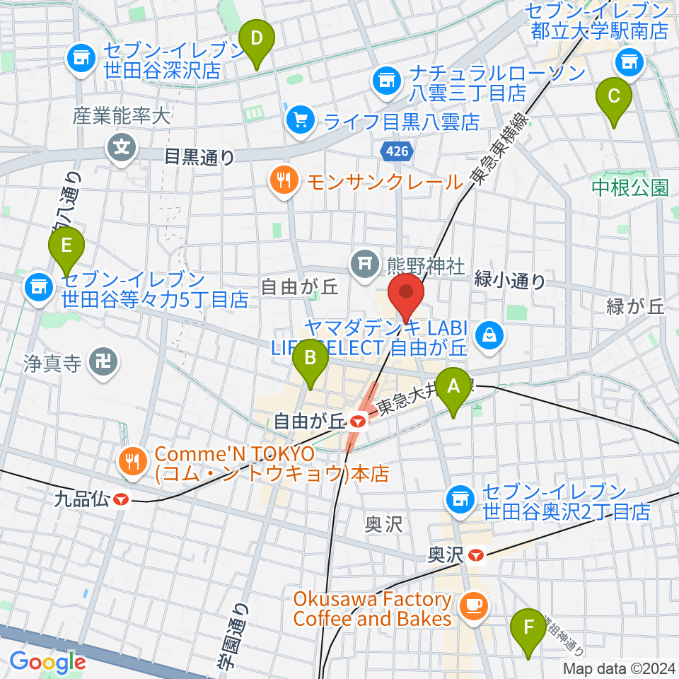 自由ヶ丘ヴァイオリン周辺のホテル一覧地図