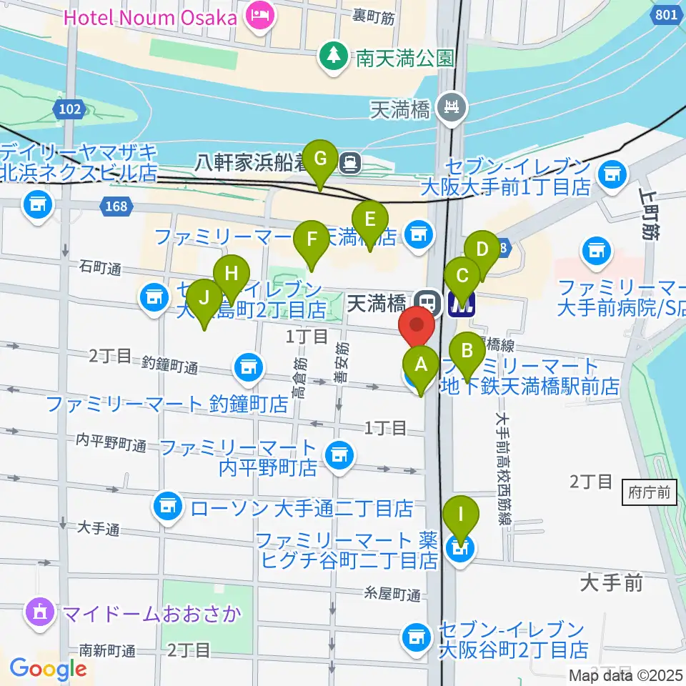 HMS大阪周辺のホテル一覧地図