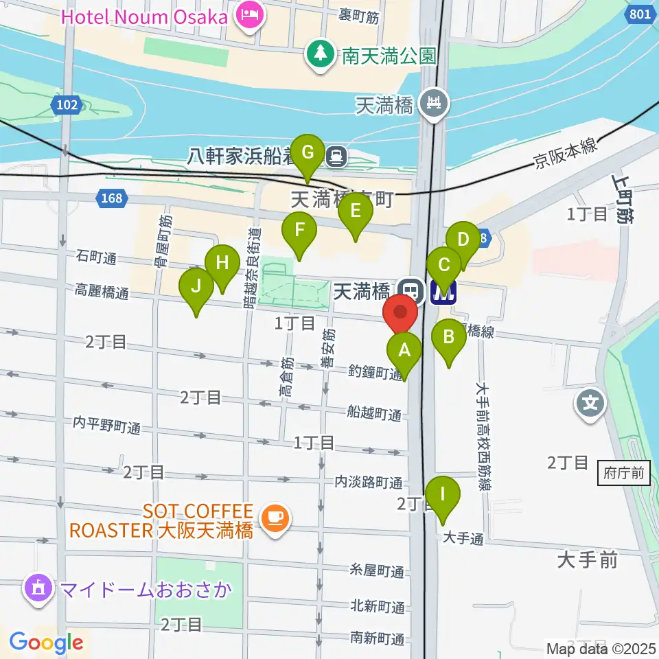 HMS大阪周辺のホテル一覧地図