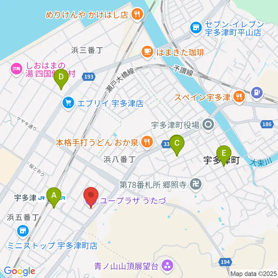 ユープラザうたづ周辺のホテル一覧地図