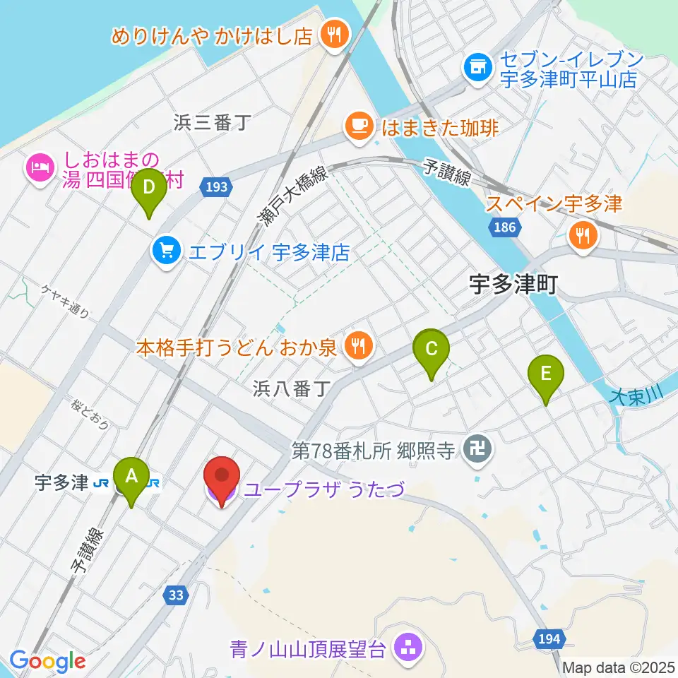 ユープラザうたづ周辺のホテル一覧地図