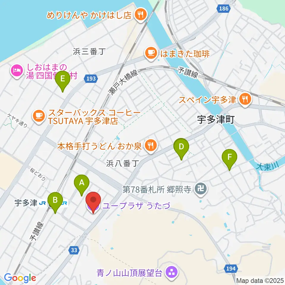 ユープラザうたづ周辺のホテル一覧地図