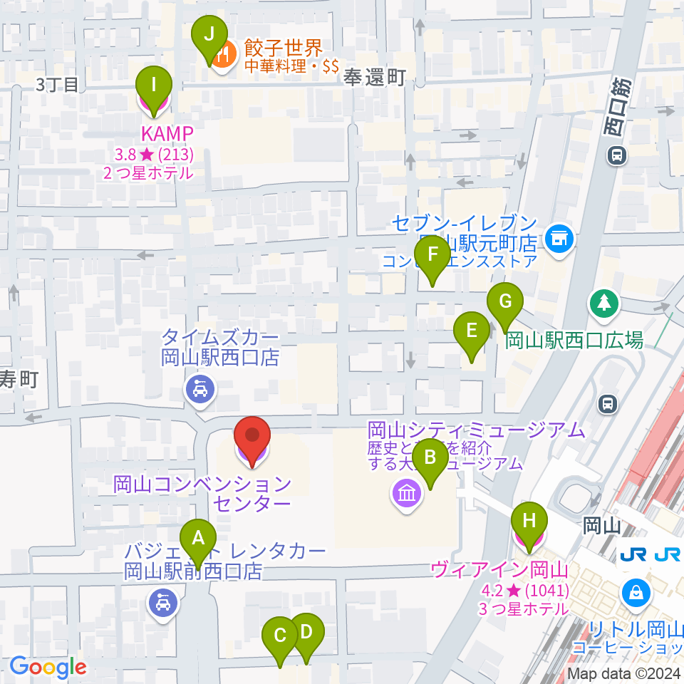 岡山コンベンションセンター周辺のホテル一覧地図