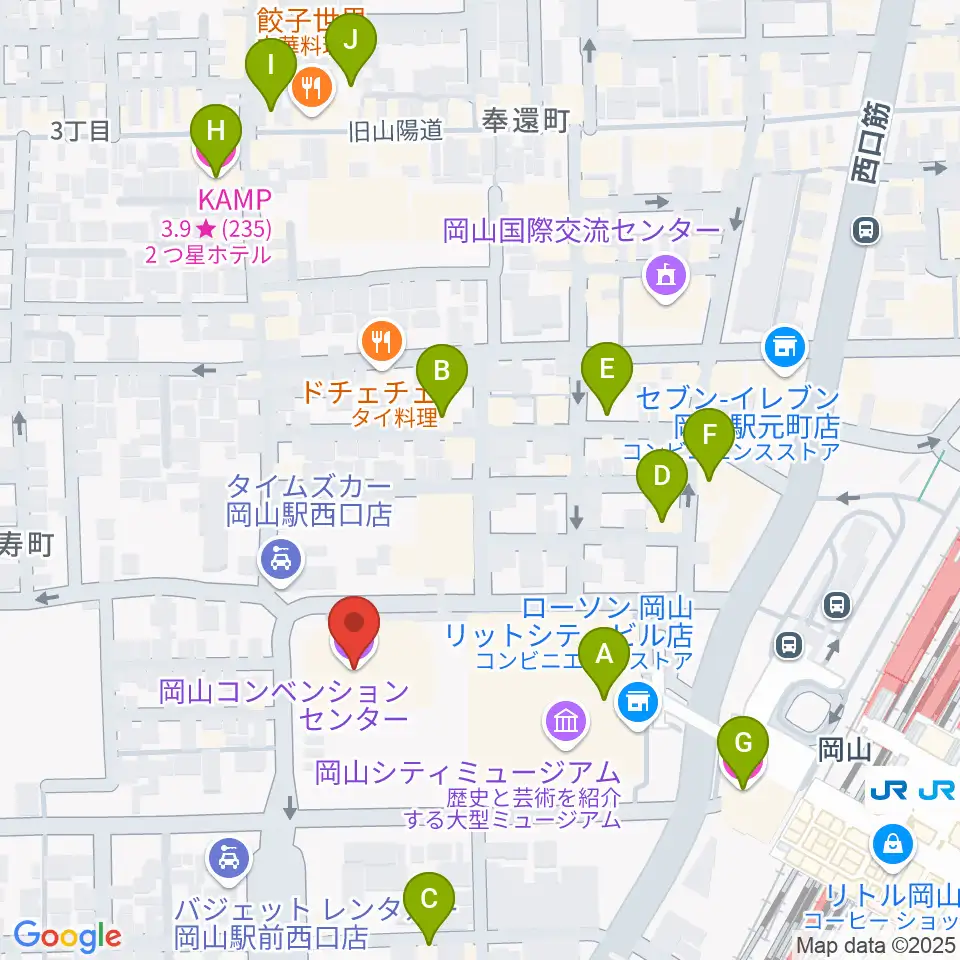 岡山コンベンションセンター周辺のホテル一覧地図