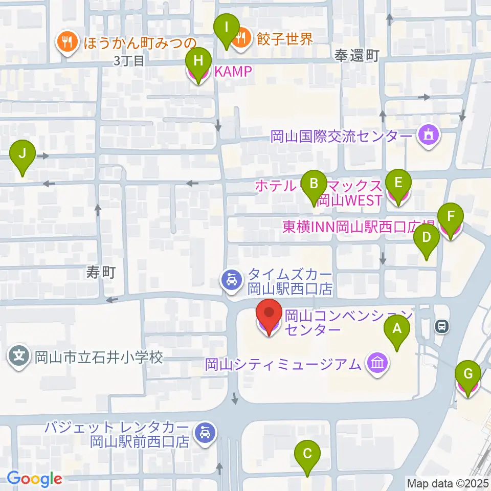 岡山コンベンションセンター周辺のホテル一覧地図