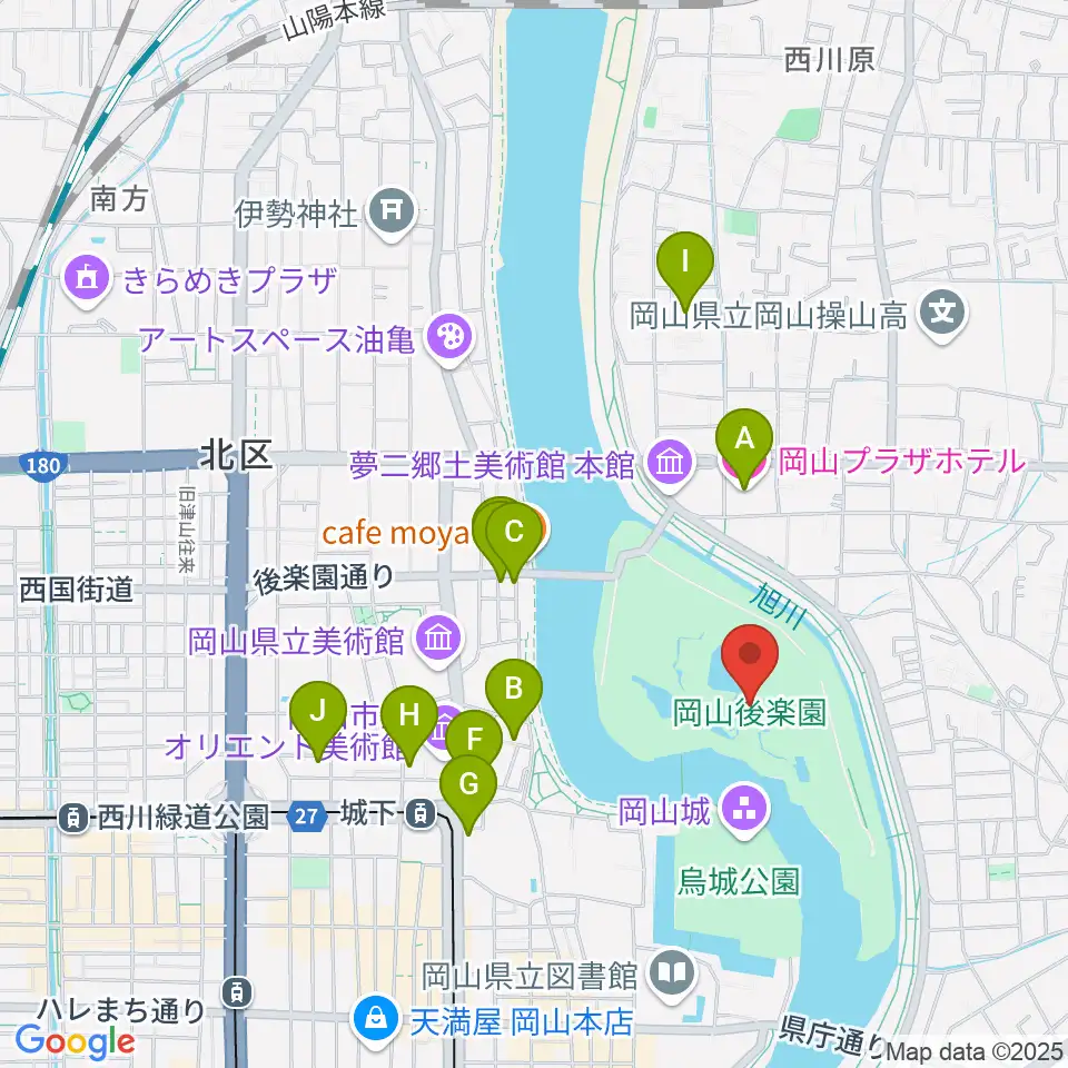 岡山後楽園周辺のホテル一覧地図