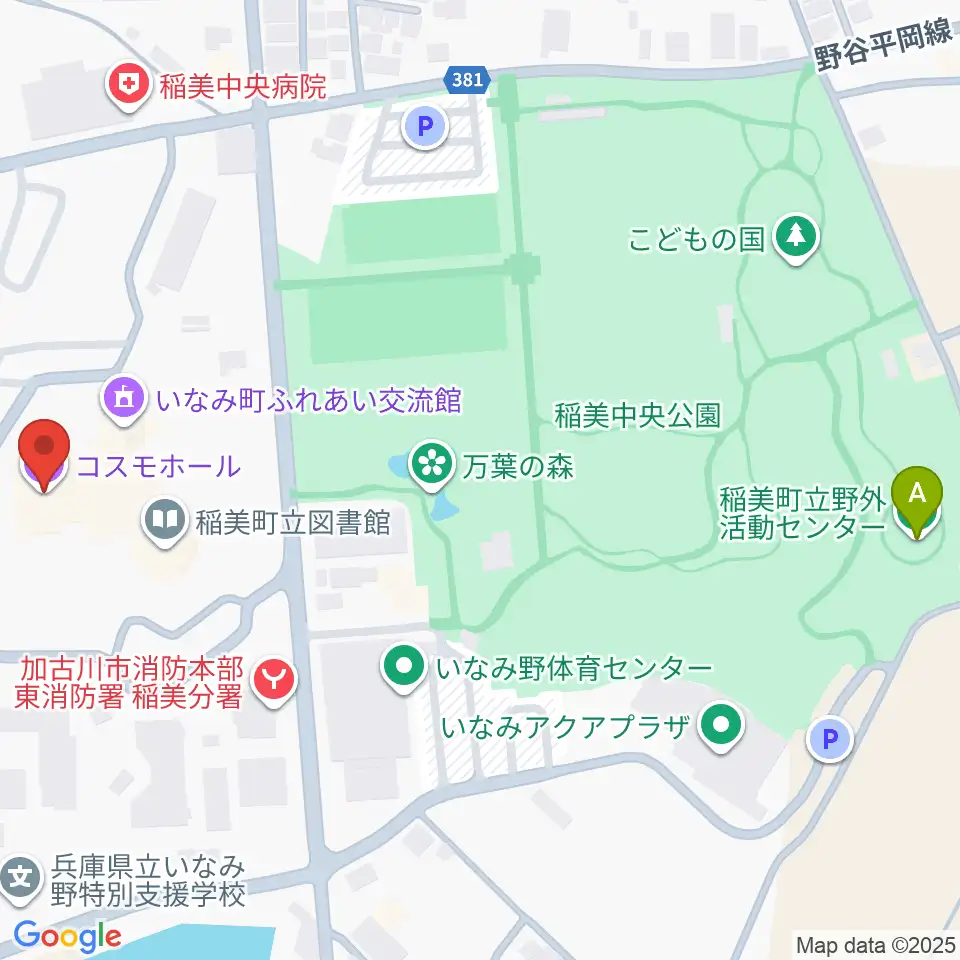 稲美町文化会館コスモホール周辺のホテル一覧地図
