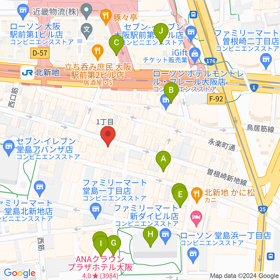 北新地ジャズバー96 クロ周辺のホテル一覧地図