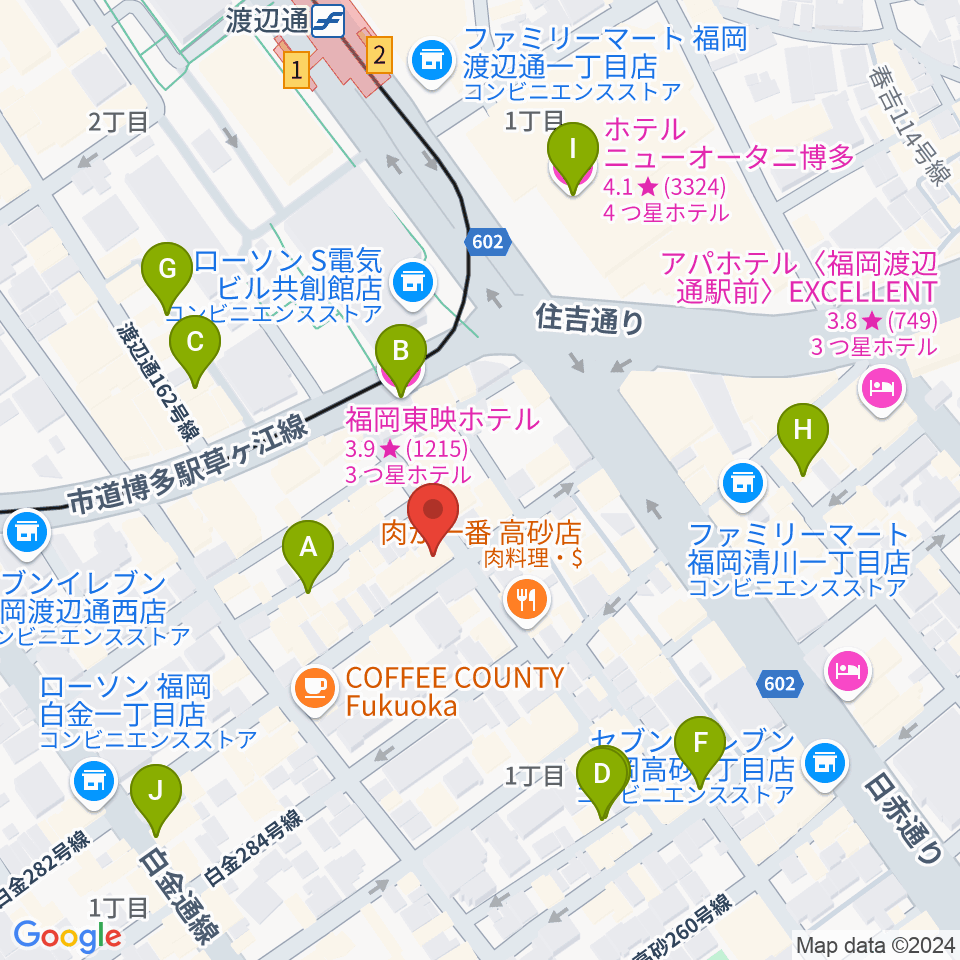 福岡 音故知新周辺のホテル一覧地図