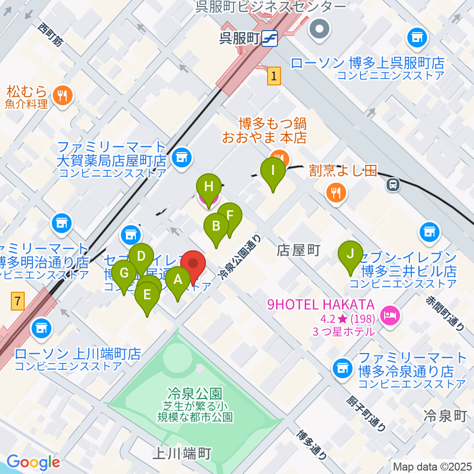 博多デジャヴ周辺のホテル一覧地図