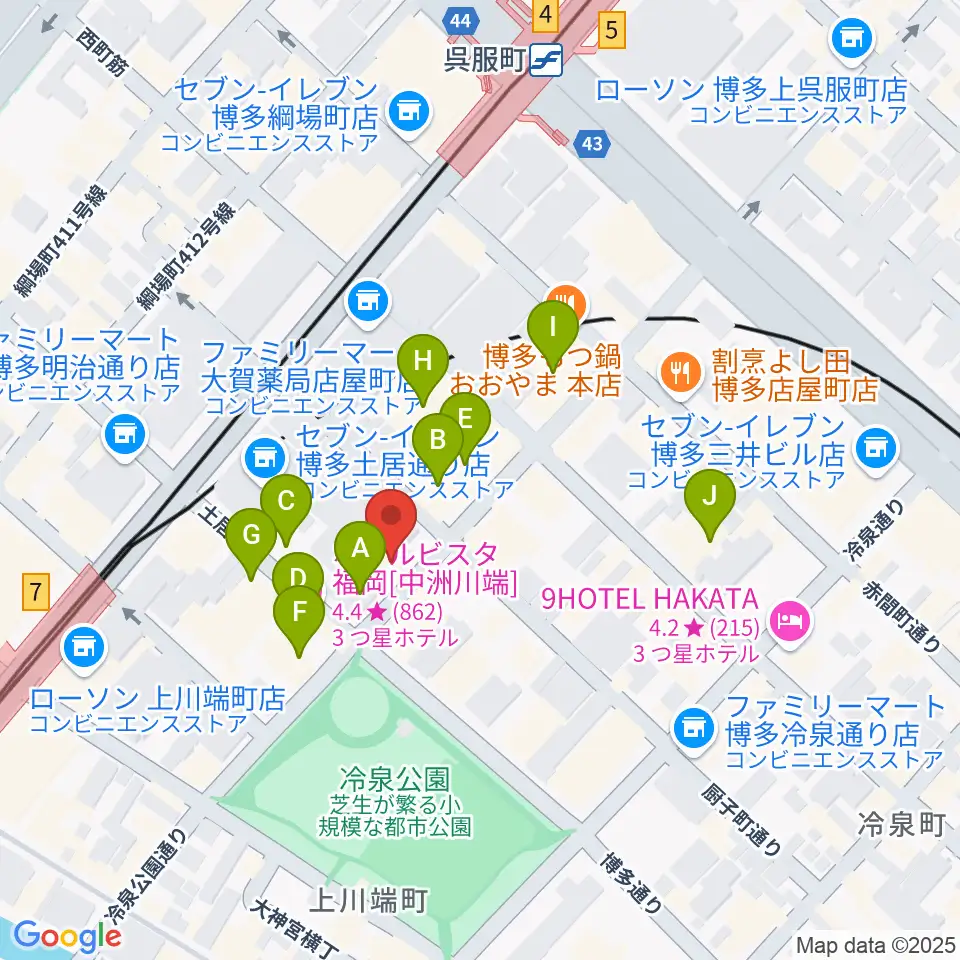 博多デジャヴ周辺のホテル一覧地図