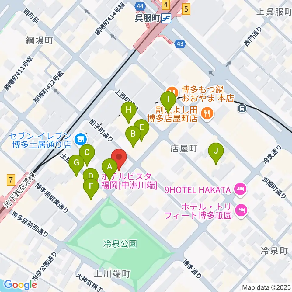 博多デジャヴ周辺のホテル一覧地図