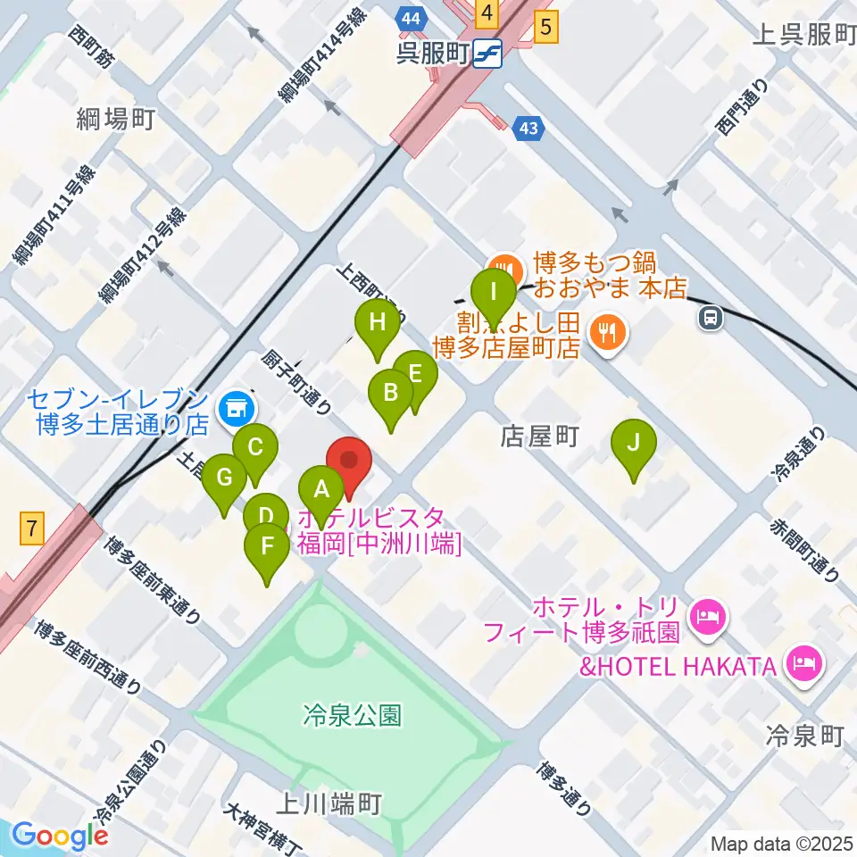 博多デジャヴ周辺のホテル一覧地図