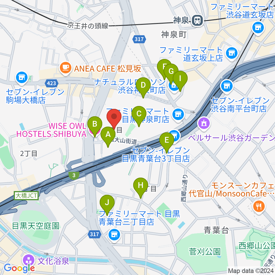 スタジオブラート周辺のホテル一覧地図