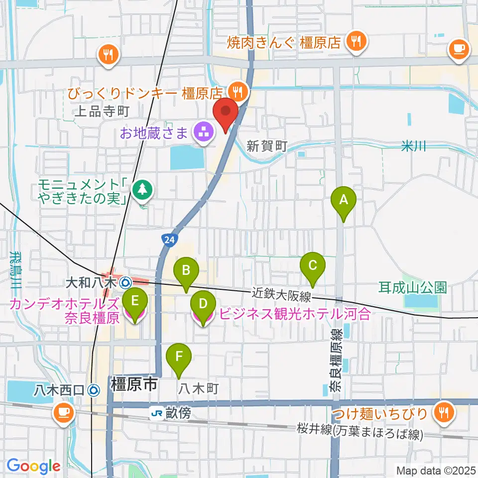 天理楽器 橿原本店・ホール音蔵周辺のホテル一覧地図