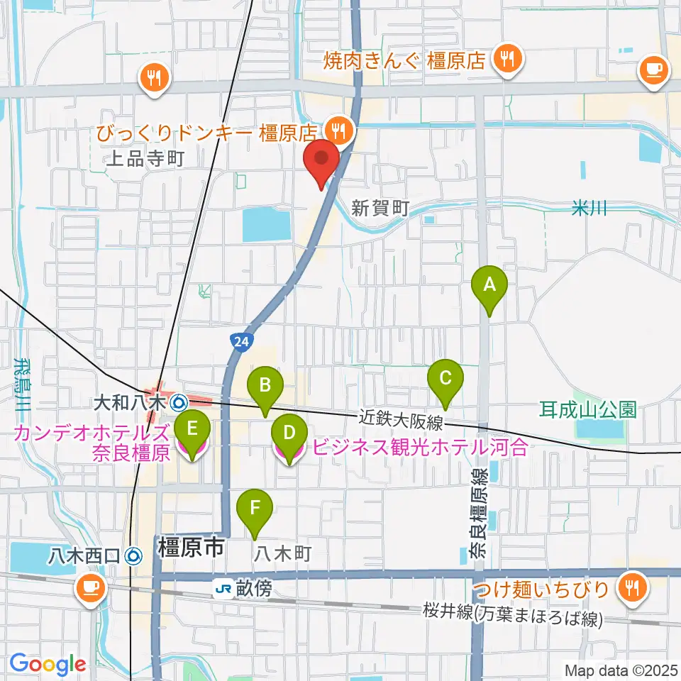 天理楽器 橿原本店・ホール音蔵周辺のホテル一覧地図