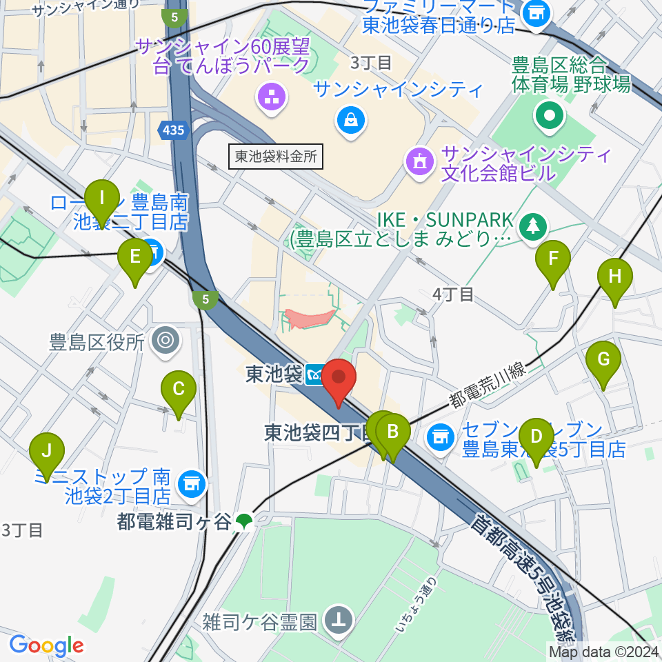 東池袋プレイヤーズ周辺のホテル一覧地図