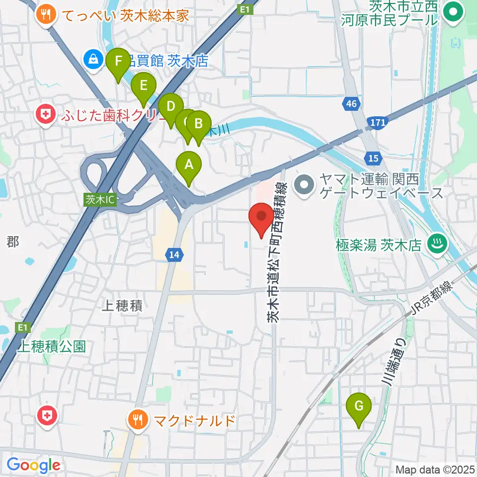 茨木市立生涯学習センターきらめき周辺のホテル一覧地図