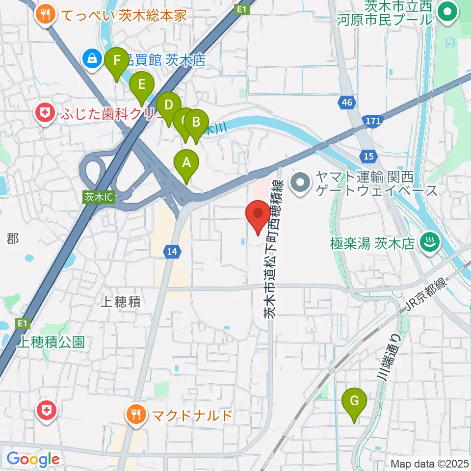 茨木市立生涯学習センターきらめき周辺のホテル一覧地図