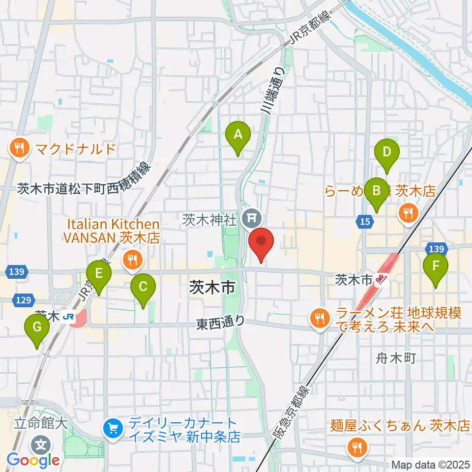 茨木市立男女共生センターローズWAM周辺のホテル一覧地図