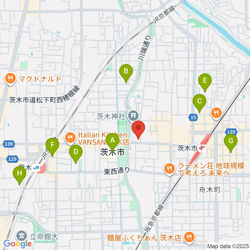 茨木市立男女共生センターローズWAM周辺のホテル一覧地図