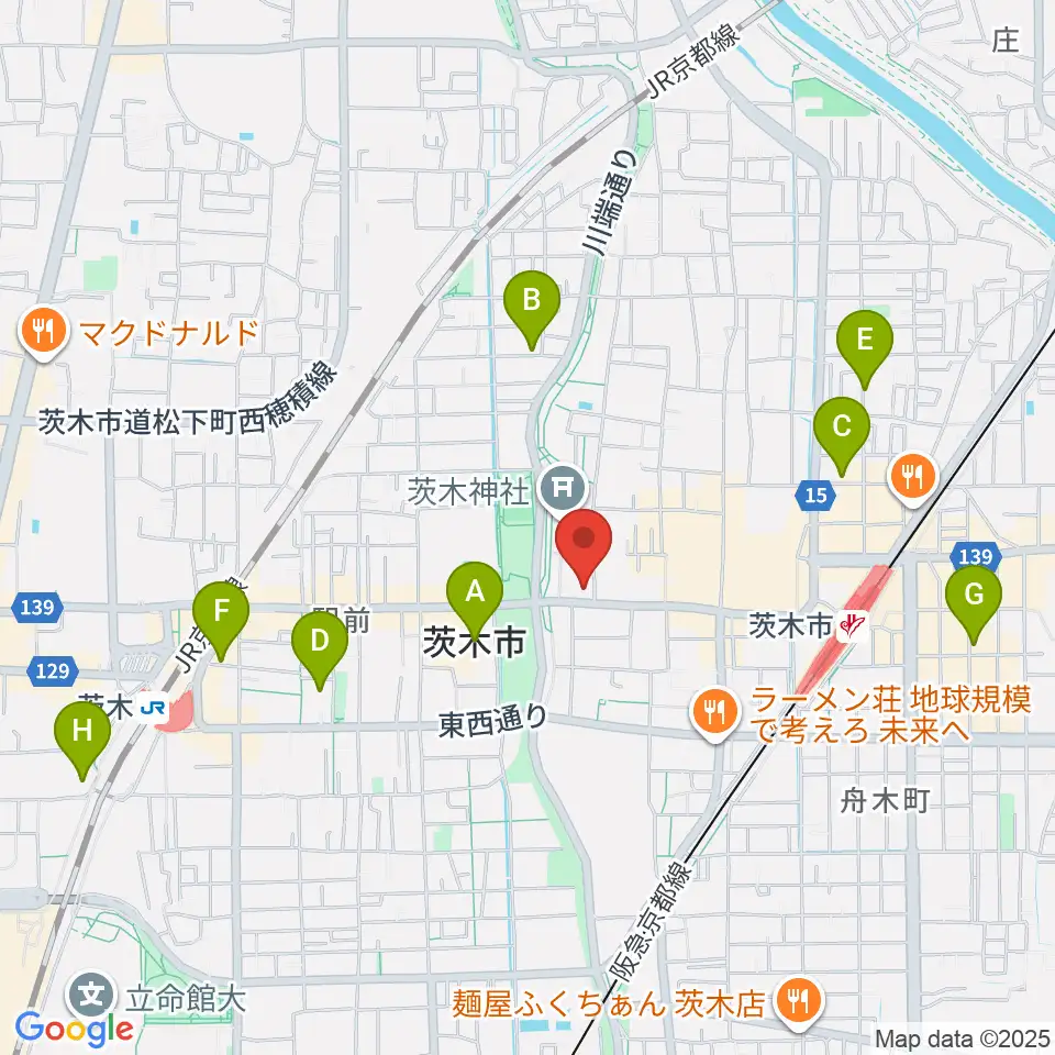 茨木市立男女共生センターローズWAM周辺のホテル一覧地図