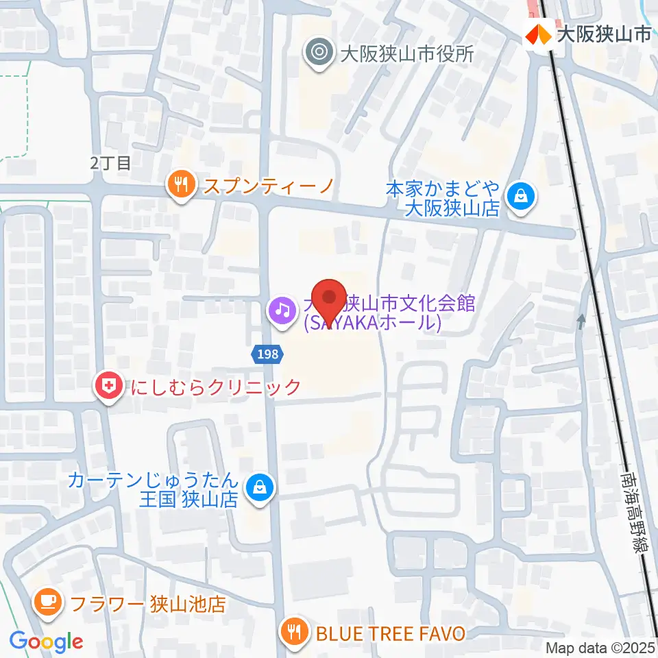 大阪狭山市文化会館 SAYAKAホール周辺のホテル一覧地図