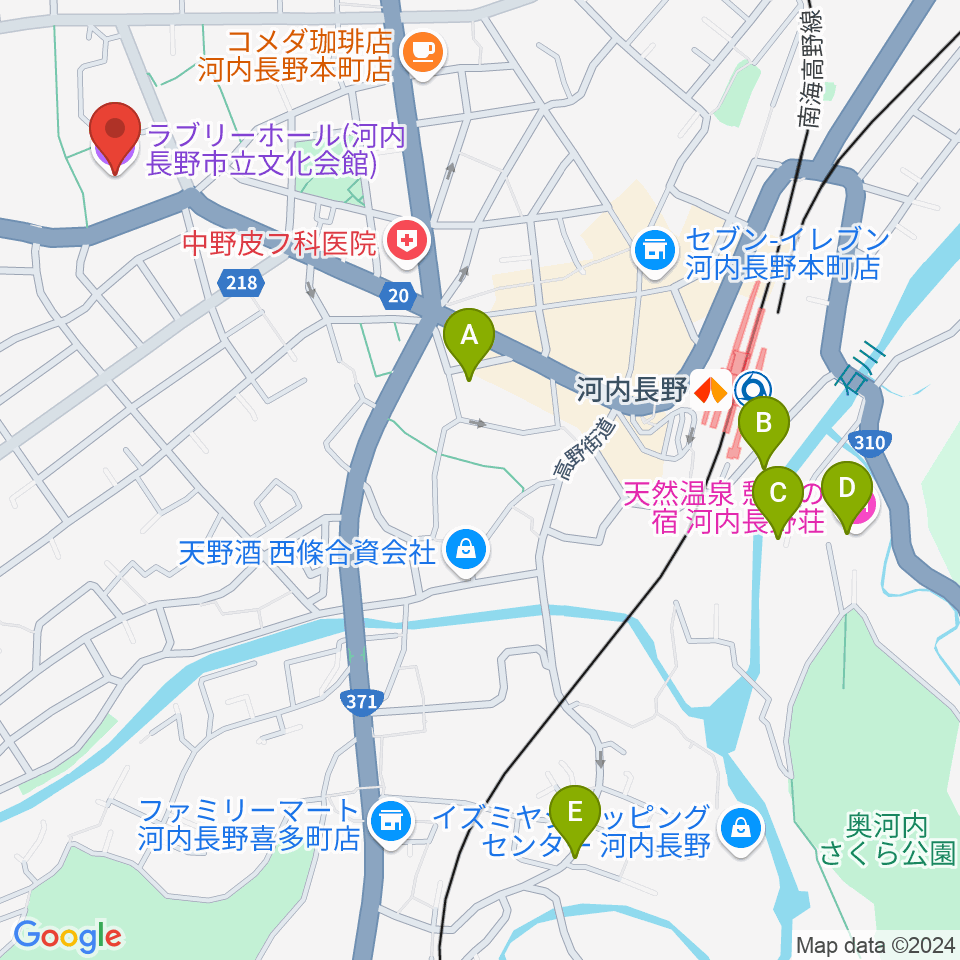 ラブリーホール周辺のホテル一覧地図