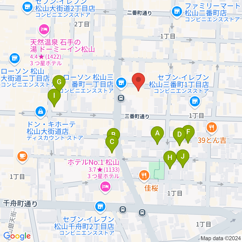 松山MONK周辺のホテル一覧地図