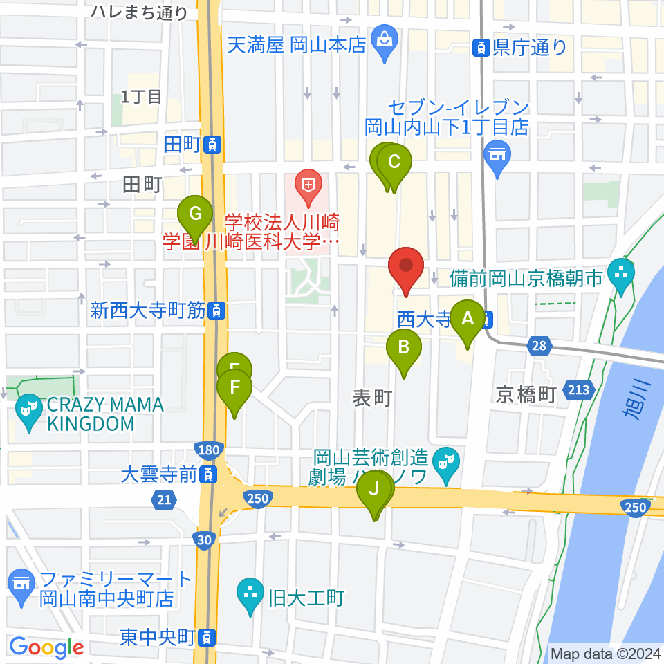 岡山Bird周辺のホテル一覧地図