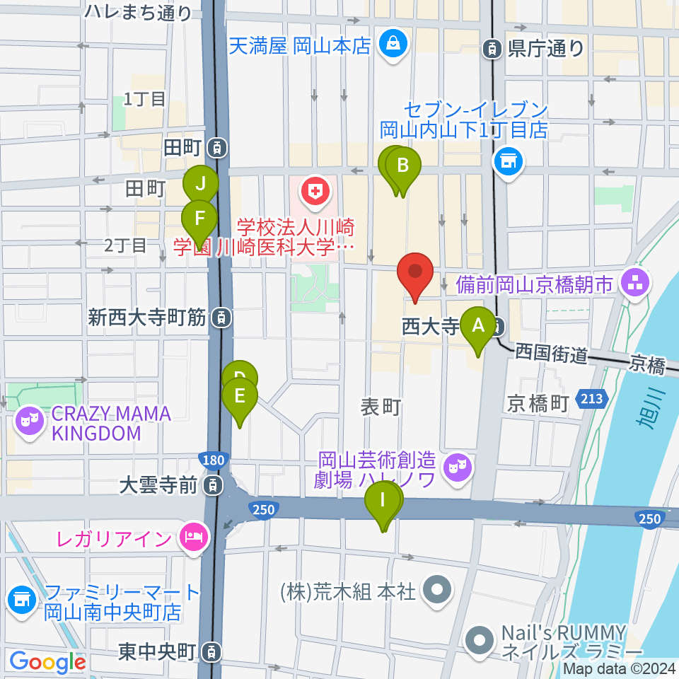 岡山Bird周辺のホテル一覧地図