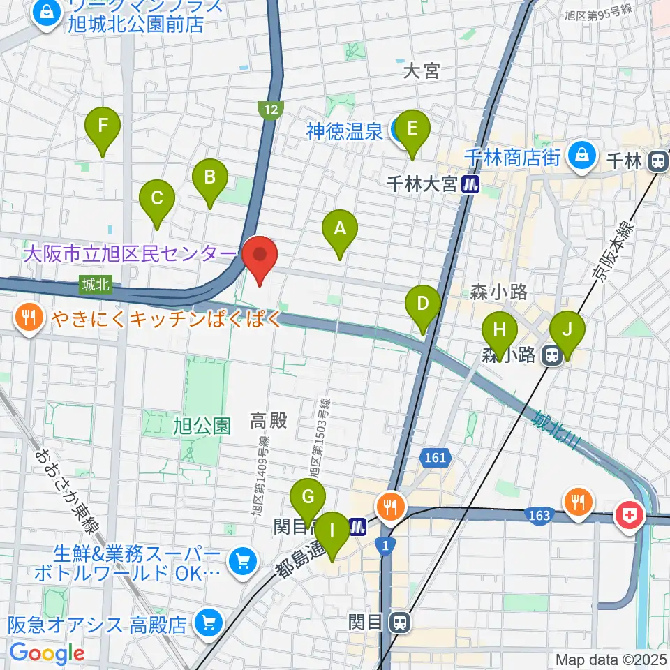 大阪市立旭区民センター周辺のホテル一覧地図