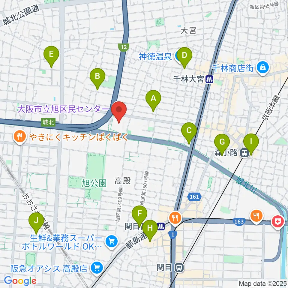 大阪市立旭区民センター周辺のホテル一覧地図