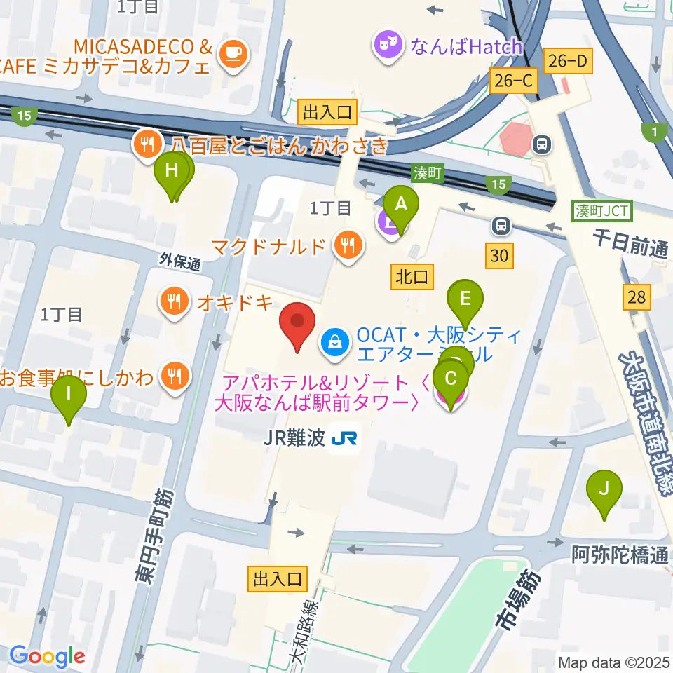 難波市民学習センター周辺のホテル一覧地図