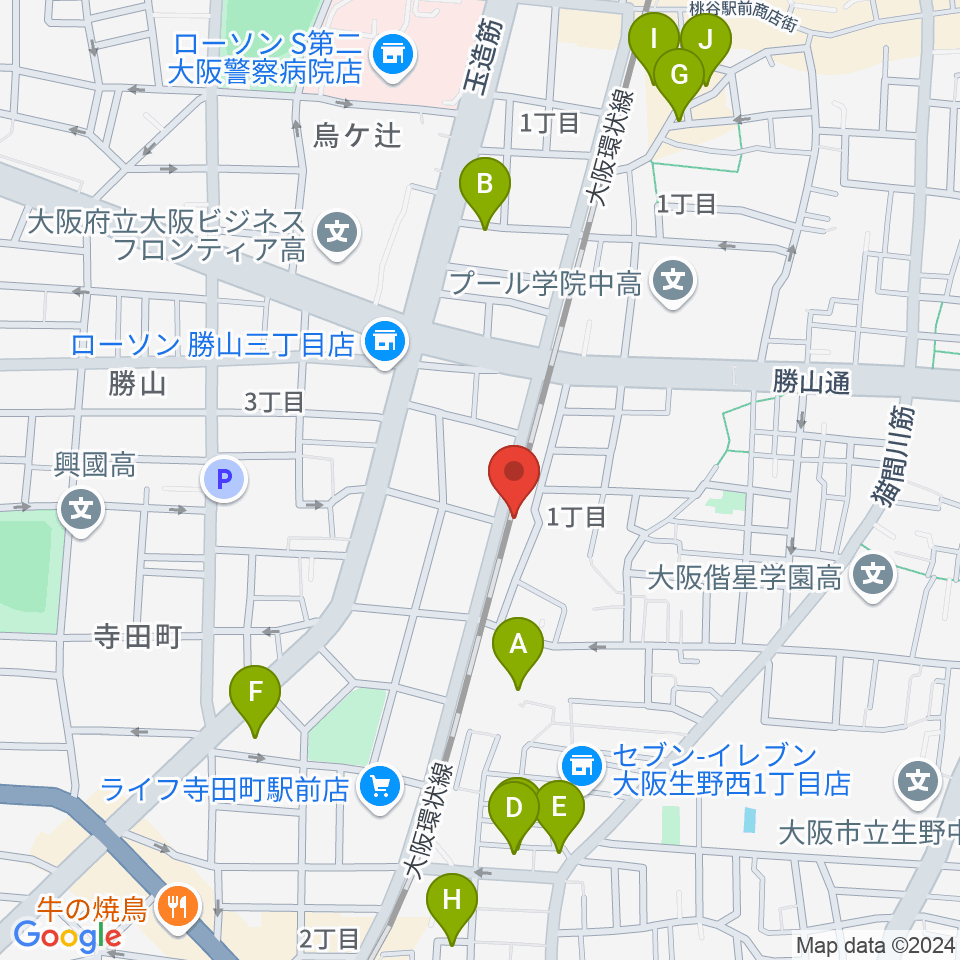 桃谷エムズホール周辺のホテル一覧地図